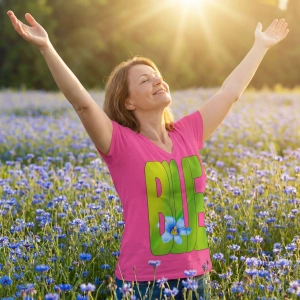 Women's Relaxed V-Neck T-Shirt | Bella Canvas 6405CVC, with Blue idea