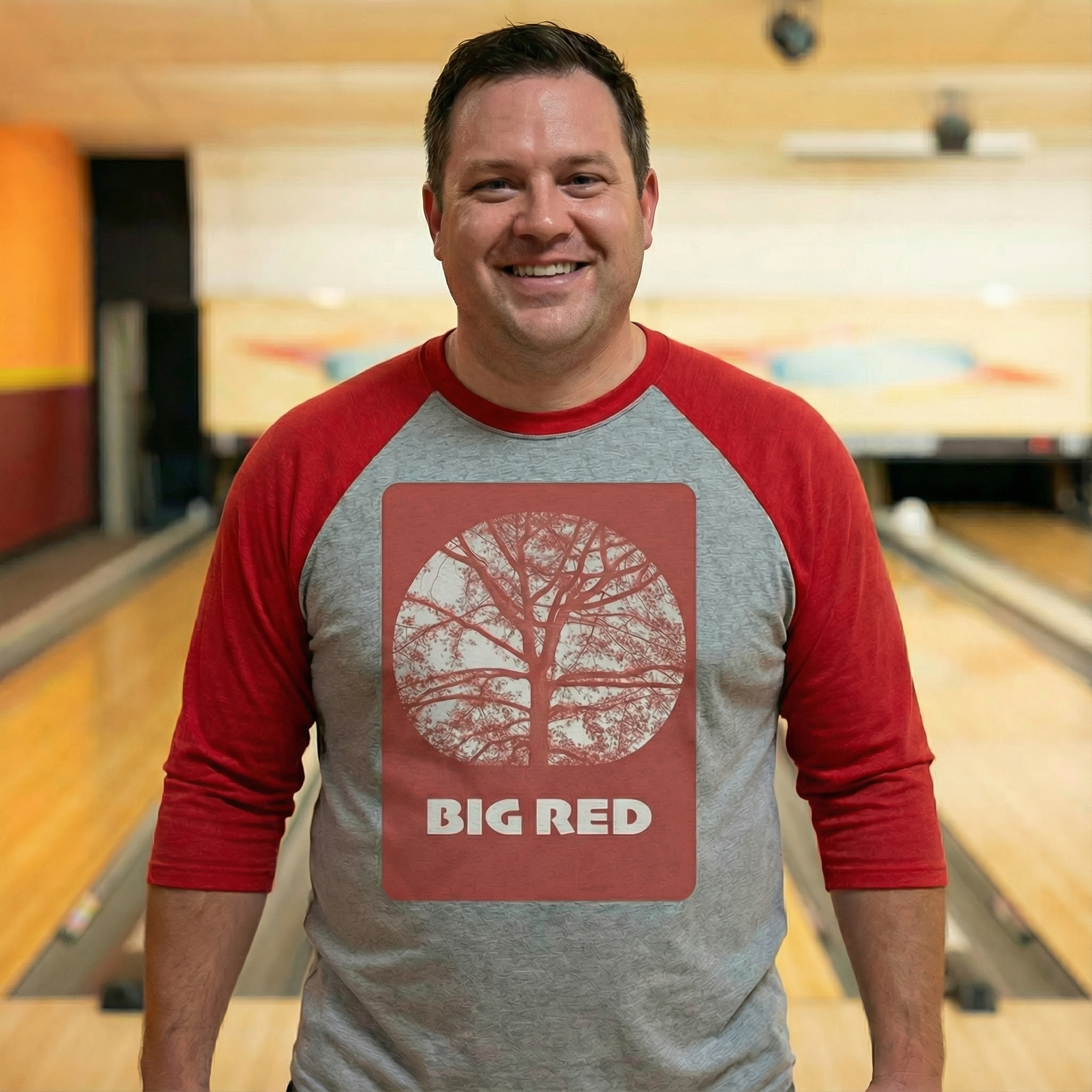 Unisex 3/4 Sleeve Raglan Shirt, with Big Red idea